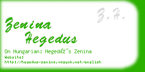 zenina hegedus business card